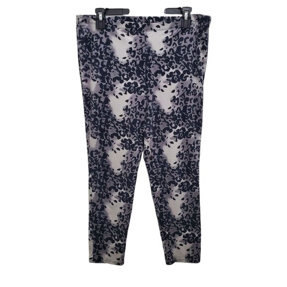Cacique Pants - Cacique Woman's Black Gray Distressed Animal Print Crop Leggings Plus Size 14/16